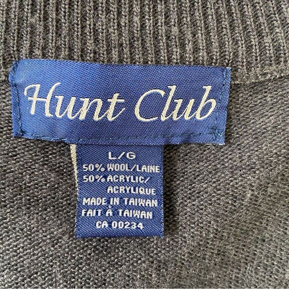 HUNT Club Grandpa 50% wool blend button up cardigan in large grey charcoal - Picture 6 of 15